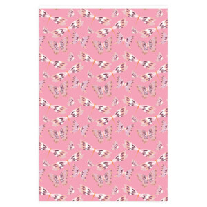 A whimsical patterned image featuring pink butterflies with white and grey accents on a soft pink background, arranged in a repeating symmetrical layout can be found on the Flying Cuties in Pink Wrapping Paper.